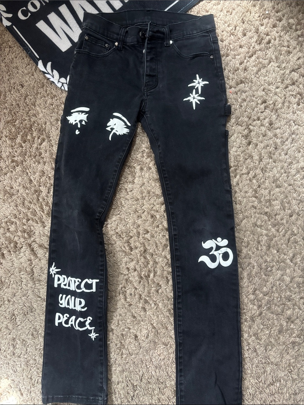 ‘Dript’ “Protect Your Peace” Skinny Jeans - Size 28